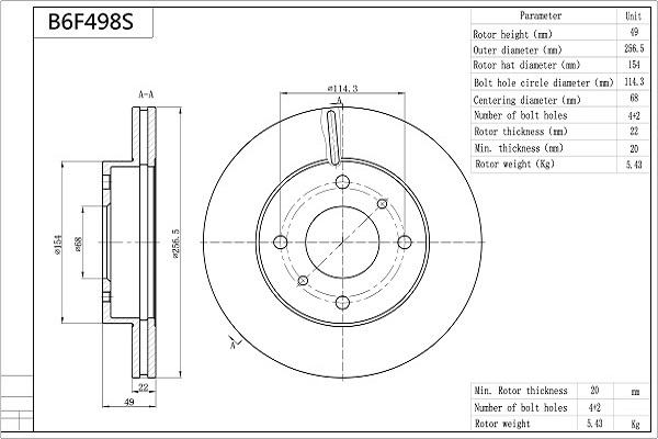 Aisin B6F498S - Fren Diski parcadolu.com