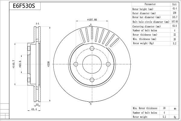 Aisin E6F530S - Fren Diski parcadolu.com