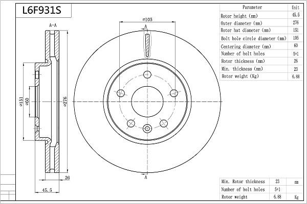 Aisin L6F931S - Fren Diski parcadolu.com