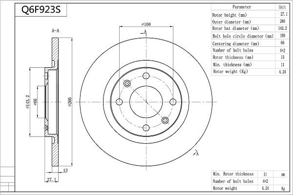 Aisin Q6F923S - Fren Diski parcadolu.com