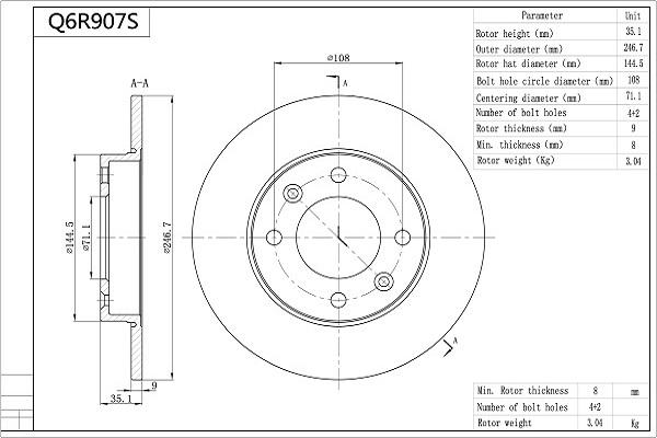 Aisin Q6R907S - Fren Diski parcadolu.com