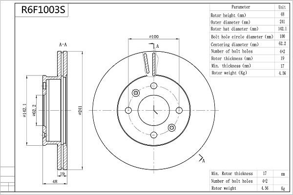 Aisin R6F1003S - Fren Diski parcadolu.com