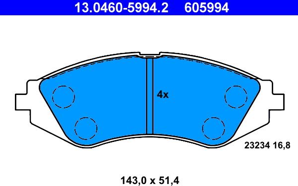 ATE 13.0460-5994.2 - Fren Balata Seti, Diskli Fren parcadolu.com