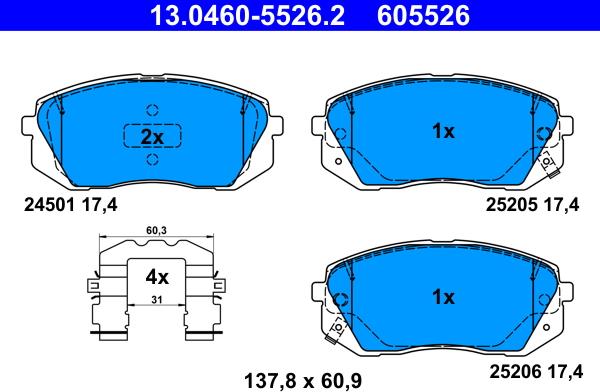 ATE 13.0460-5526.2 - Fren Balata Seti, Diskli Fren parcadolu.com