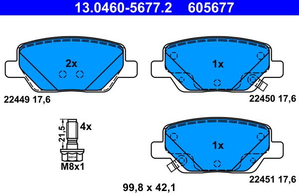 ATE 13.0460-5677.2 - Fren Balata Seti, Diskli Fren parcadolu.com