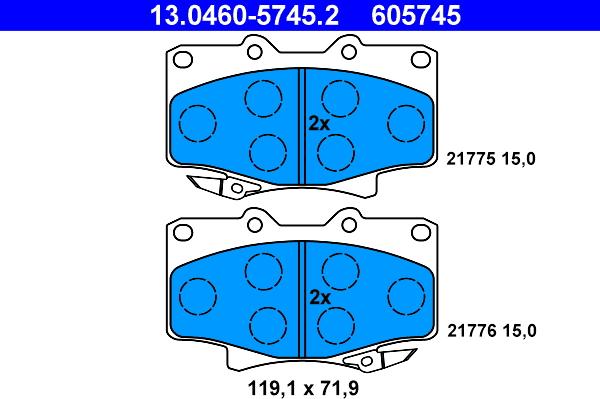 ATE 13.0460-5745.2 - Fren Balata Seti, Diskli Fren parcadolu.com