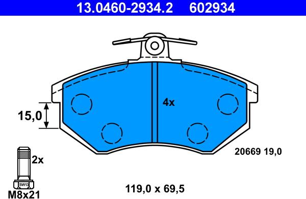 ATE 13.0460-2934.2 - Fren Balata Seti, Diskli Fren parcadolu.com