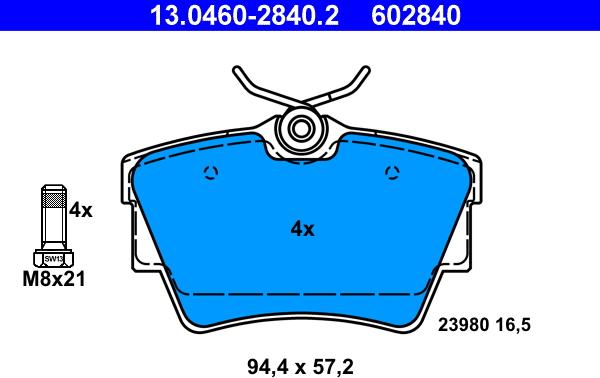 ATE 13.0460-2840.2 - Fren Balata Seti, Diskli Fren parcadolu.com