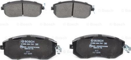 BOSCH 0 986 494 761 - BALATA FREN ON -  SUBARU   FORESTER 2008-- - IMPREZA 2008-- - XV 2012--  parcadolu.com