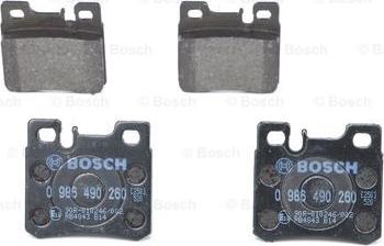 BOSCH 0 986 490 260 - FREN BALATASI ARKA 190 W201 89>93 W202 95>00 W210 96>02 W124 88>93 R170 96>00 parcadolu.com