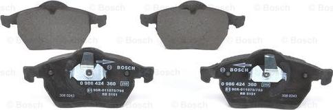 BOSCH 0 986 424 360 - Fren Balata Seti, Diskli Fren parcadolu.com