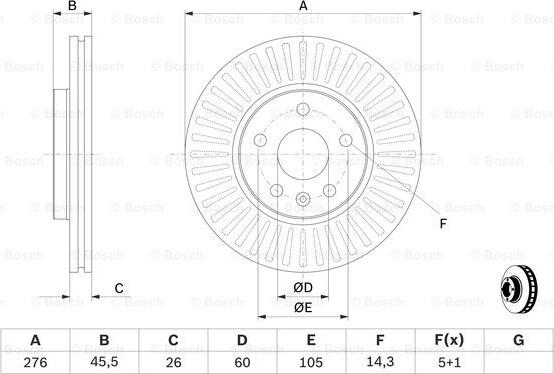 BOSCH 0 986 479 643 - FREN DISKI ON HAVALI 276-5-CHEVROLET  AVEO 11-12-CRUZE 09-12  15JANT   parcadolu.com