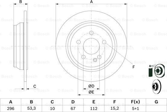 BOSCH 0 986 479 138 - FREN DISKI ARKA  MERCEDES VIANO W639 ARKA   parcadolu.com