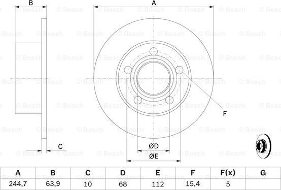 BOSCH 0 986 478 132 - ARKA FREN DISKI-245X105×112 VW PASSAT 97-05  AUDI A6 95-05  SKODA SUPERB 02-08  parcadolu.com