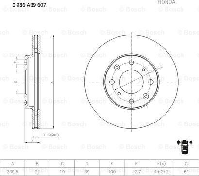 BOSCH 0 986 AB9 607 - Fren Diski parcadolu.com