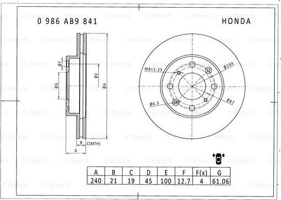 BOSCH 0 986 AB9 841 - Fren Diski parcadolu.com