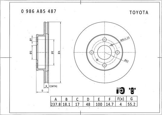 BOSCH 0 986 AB5 487 - Fren Diski parcadolu.com