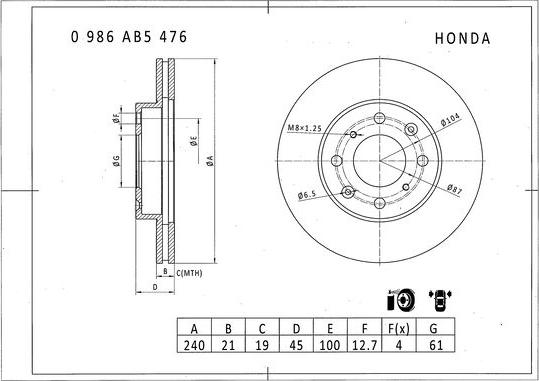 BOSCH 0 986 AB5 476 - Fren Diski parcadolu.com