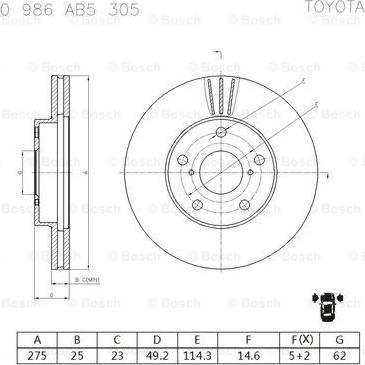 BOSCH 0 986 AB5 305 - Fren Diski parcadolu.com