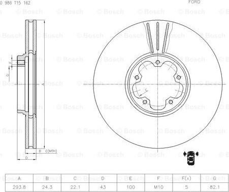 BOSCH 0 986 T15 162 - Fren Diski parcadolu.com