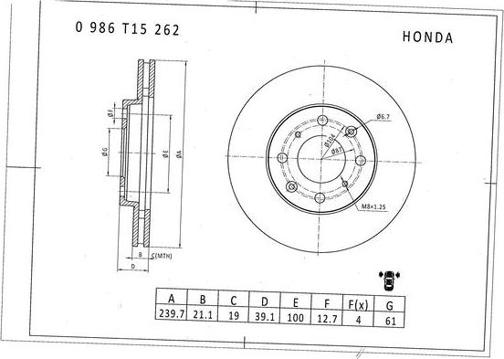 BOSCH 0 986 T15 262 - Fren Diski parcadolu.com