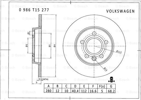 BOSCH 0 986 T15 277 - Fren Diski parcadolu.com