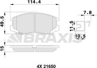 Braxis AB0250 - ON FREN BALATASI DAIHATSU TERIOS 1.3 4WD 1.3 VVT I 4x4 1.5 VVT I 01=> parcadolu.com
