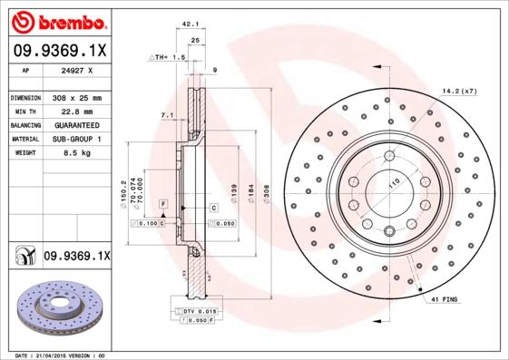 Brembo 09.9369.1X - Fren Diski parcadolu.com