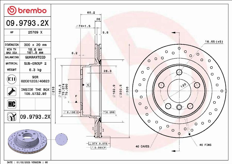 Brembo 09.9793.2X - Fren Diski parcadolu.com