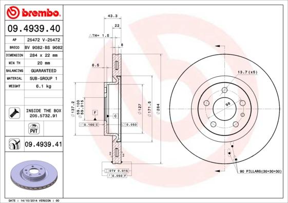 Brembo 09.4939.41 - Fren Diski parcadolu.com