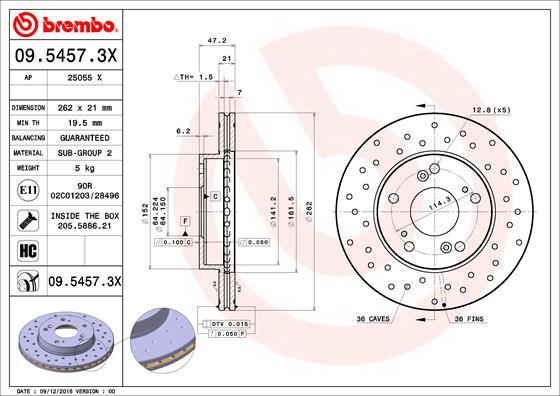 Brembo 09.5457.3X - Fren Diski parcadolu.com