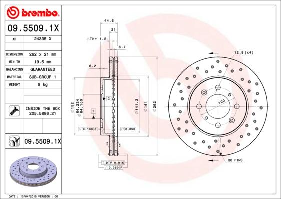 Brembo 09.5509.1X - Fren Diski parcadolu.com