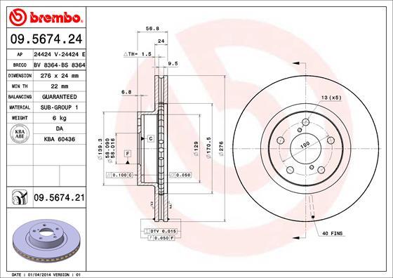 Brembo 09.5674.24 - Fren Diski parcadolu.com