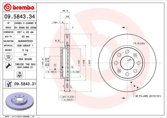 Brembo 09.5843.31 - Fren Diski parcadolu.com