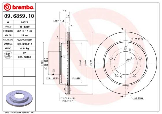 Brembo 09.6859.10 - Fren Diski parcadolu.com