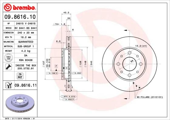 Brembo 09.8616.10 - Fren Diski parcadolu.com