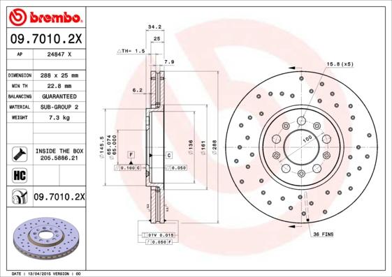 Brembo 09.7010.2X - Fren Diski parcadolu.com