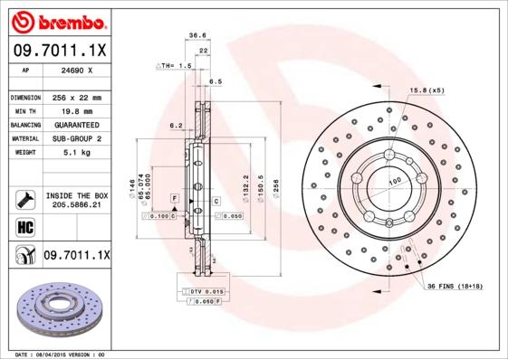 Brembo 09.7011.1X - Fren Diski parcadolu.com