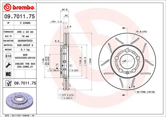 Brembo 09.7011.75 - Fren Diski parcadolu.com