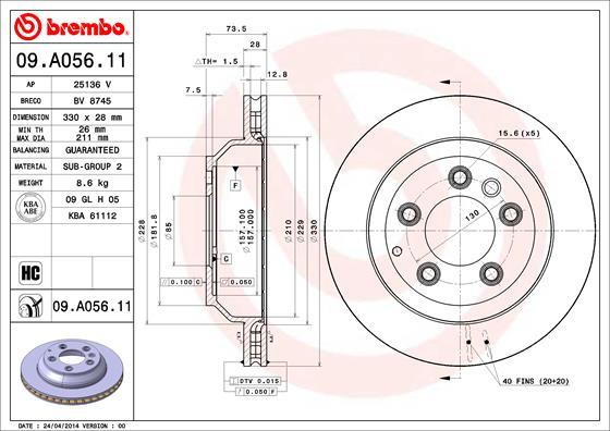 Brembo 09.A056.11 - Fren Diski parcadolu.com