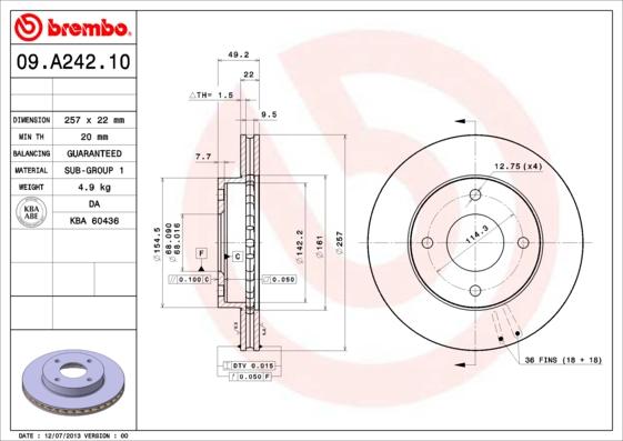 Brembo 09.A242.10 - Fren Diski parcadolu.com