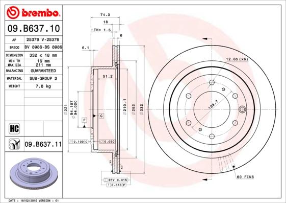 Brembo 09.B637.11 - Fren Diski parcadolu.com