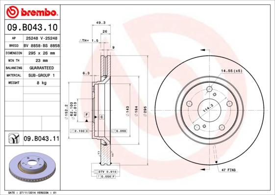 Brembo 09.B043.10 - Fren Diski parcadolu.com