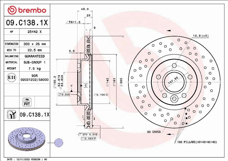 Brembo 09.C138.1X - Fren Diski parcadolu.com