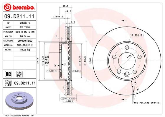 Brembo 09.D211.11 - Fren Diski parcadolu.com