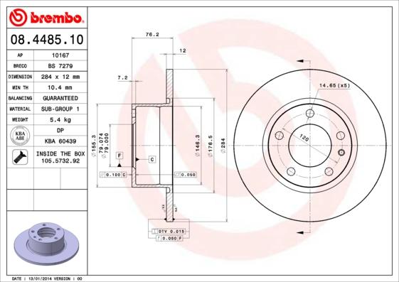 Brembo 08.4485.10 - FREN DISKI ON STANDARD BMW parcadolu.com