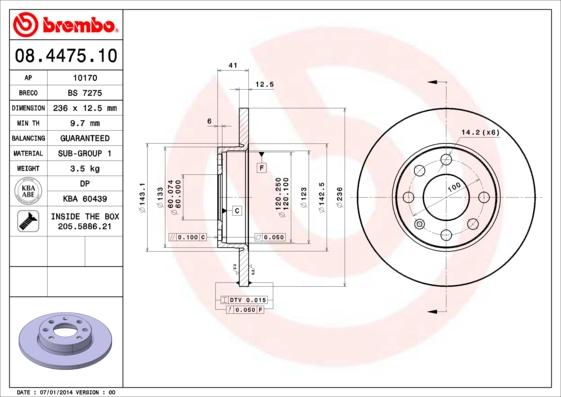 Brembo 08.4475.10 - Fren Diski parcadolu.com