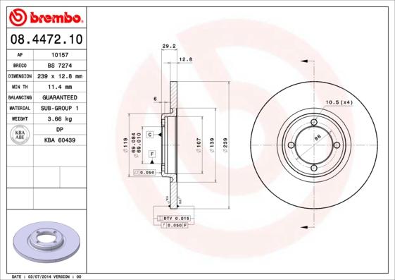 Brembo 08.4472.10 - Fren Diski parcadolu.com