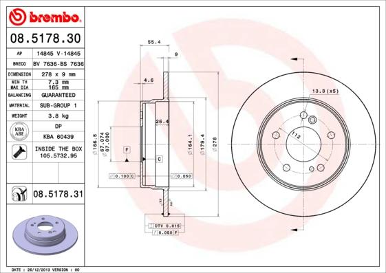 Brembo 08.5178.30 - Fren Diski parcadolu.com