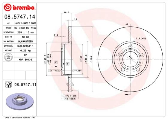 Brembo 08.5747.11 - Fren Diski parcadolu.com